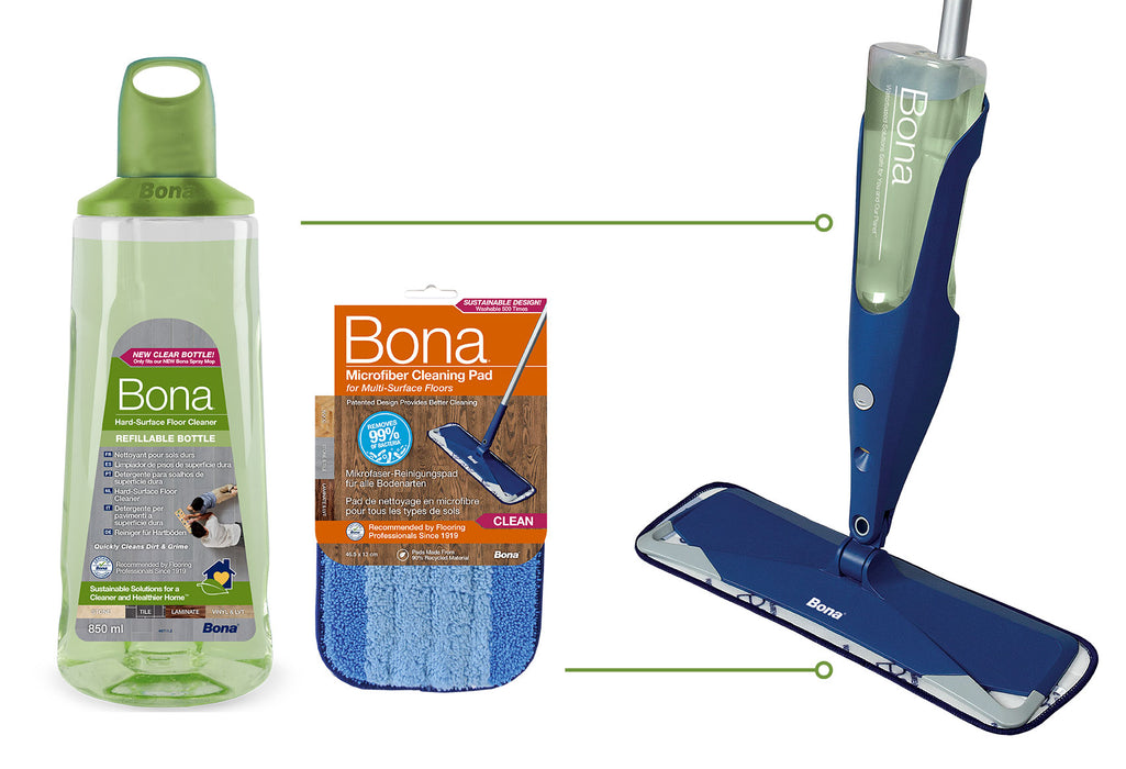 Bona Stone, Tile & Laminate (Hard Surface) Spray Mop Kit with Refillable Cartridge